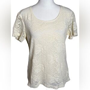 Vintage Covington Stretch S Light Yellow Lace T-shirt